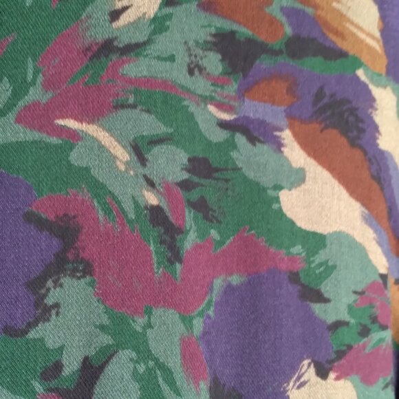 Gregor Green Floral Long-Sleeve Wool Blend Blouse Size 6P - Picture 5 of 7